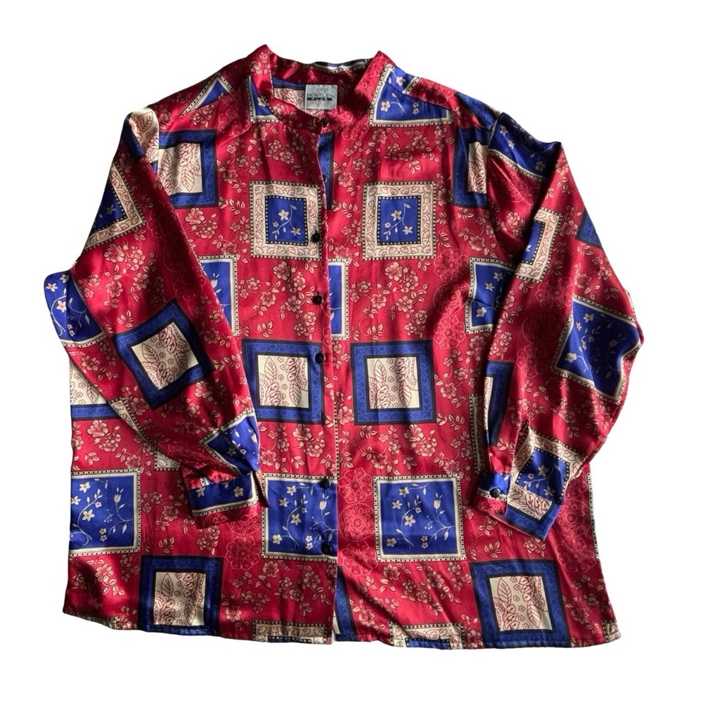 Vintage 90's Floral Cottage Floral Patchwork Print Button Down  - XL
